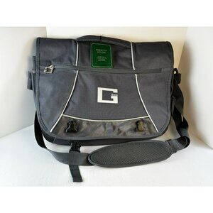 NEW! Guess Messenger Bag Padded Laptop Many Pockets Crossbody Gray/Black/White